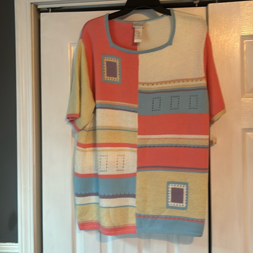 Koret Short Sleeve Pullover Hand Knit Sweater Size XL